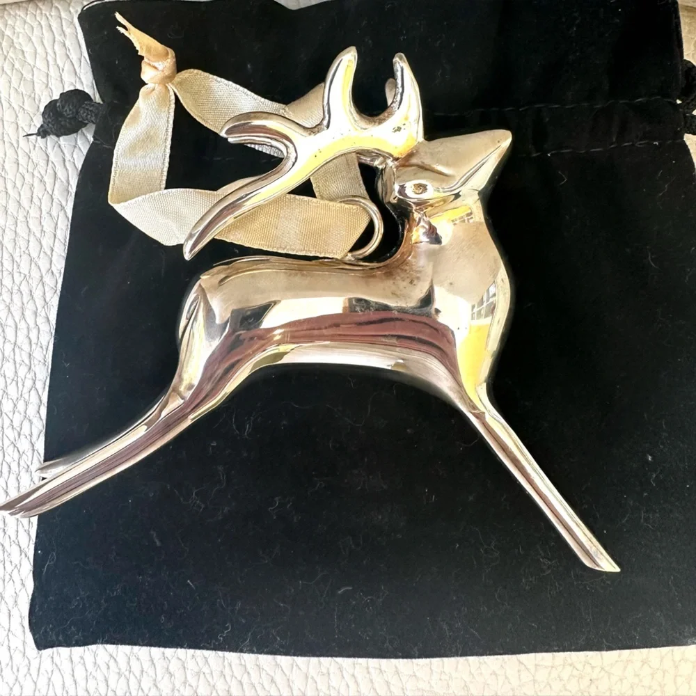 Pottery Barn NWOT Vintage Silver Reindeer Holiday Christmas Ornaments